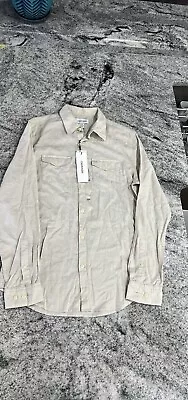 Calvin Klein Men's Long Sleeve Button Down Dress Shirt Tan Beige Color  Size S • $35