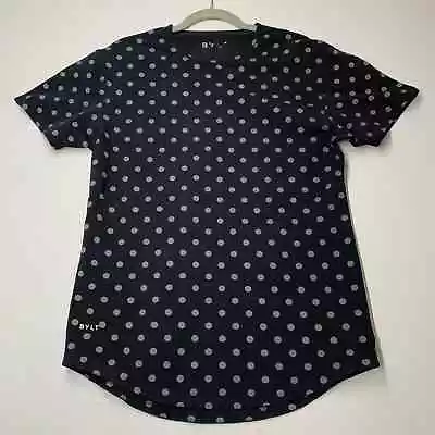 Bylt Men T Shirt M Black Polka Dot Drop Cut Lux Short Sleeve Casual Adult • $15.99