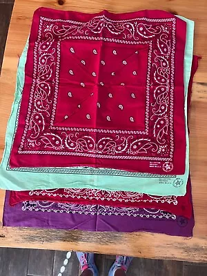 Vintage Paisley Bandana Lot Of 4 USA Made Handkerchief  70s 80s 90s All Cotton • $23.99