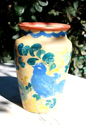 Rare Joseph Mrazek Peasant Art Industries Czech Vase BB Blue Bird • $29.99