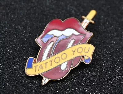 Vintage ROLLING STONES “Tattoo You” Enamel Music Button Pin 70s 80s Tongue Logo • $25.49