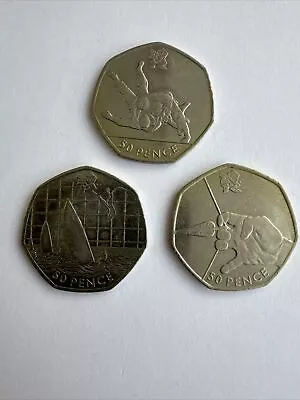 3 X 2012 Olympic 50p Coins Judo Swimming & Archery. Minted In 2011 • £10