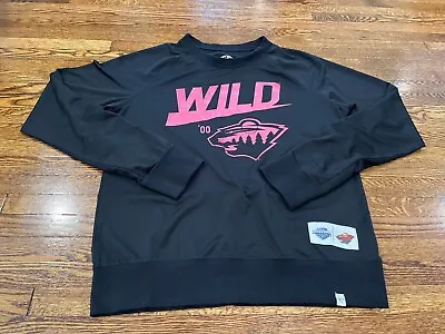 Forty Seven Brand Minnesota Wild Shirt Men M Black Mesh NHL Hockey Long Sleeve • $12