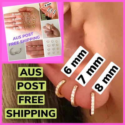 $7.95 • Buy 925 Sterling Silver Cubic Zirconia Cuff Huggie Hoop Earring NEW 1 Piece Helix