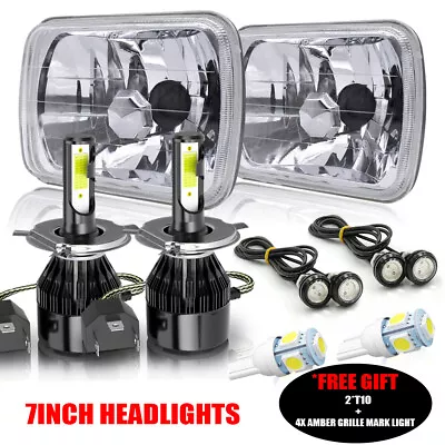 For Dodge D100/150/250 W150/250 Ram 50 Pair 5x7  7x6  LED Headlights White DRL • $129.99