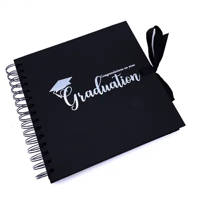 £13.99 • Buy Graduation Black Scrapbook, Guest Book Or Photo Album With Silver Script