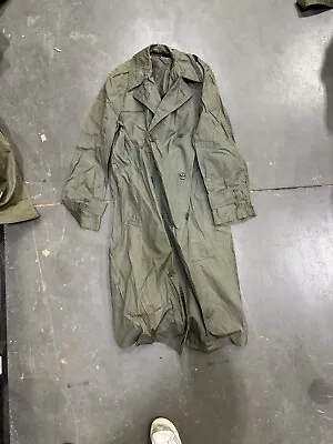 Vietnam Era Raincoat Military Quarpel Mens Army Green  Trench Coat 34L USA Vtg • $39.99