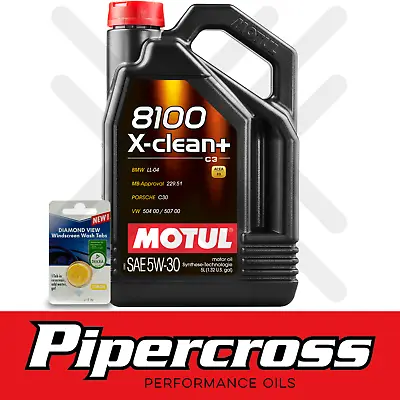 Motul 8100 X-Clean+ 5W-30 Fully Synthetic Oil 5 Litre 5L + SCREENWASH TAB • £42.99