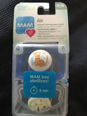 MAM Air Pacifiers 2 Pack Skin Soft Silicone Pacifiers 6+ Months ~ NEW • $9.99