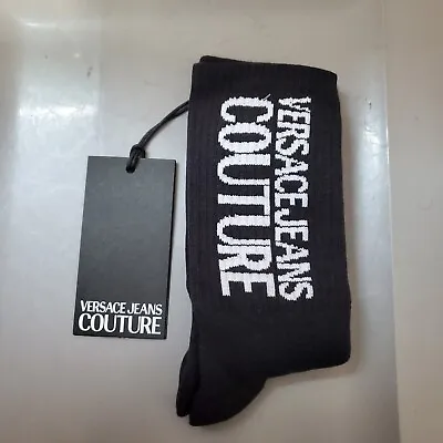 Versace Jeans Couture Calf High Knit Stretch Cotton Black. Jacquard Logo 35/41 • $50