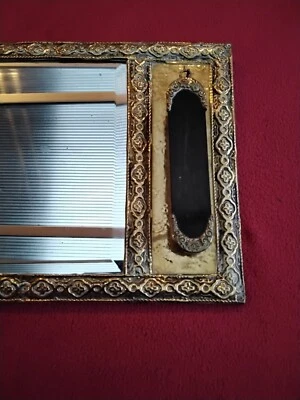 £21.50 • Buy A Stunning Antique Brass Hall Mirror With Clothes Brushes