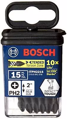 Bosch ITPH2215 Impact Tough 2  Phillips #2 Power Bits 15-Piece • $9.56