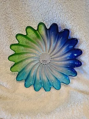 Vintage Blue & Green Walther Glass Bowl/dish Made In Germany • £14.99