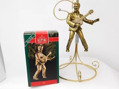 Hallmark Ornament ELVIS PRESLEY W/ Guitar Brass Plated 1992 MIB • $5.99