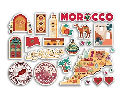 A5 Sticker Sheet Morocco Vinyl Stickers - Country Holiday Map Flag Travel #79017 • £3.99