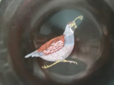 Couroc Quail Bird Serving Platter Hand Inlaid 7.75  Inches Diameter Orig.sticker • $9