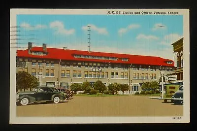 1930s M. K. & T. Station And Offices Katy Railroad Old Cars Parsons KS Labette C • $6.32