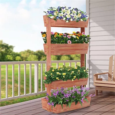 Raised Garden Bed Set Flower Vegetables Seeds Planter Kit Elevated Rectangle Box • £45.93