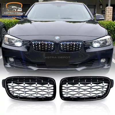 Glossy Black Front Diamond Kidney Grill For BMW F30 F31 328i 335i M Sport 12-18 • $36.98