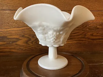 Vintage Westmoreland Milk Glass Grape Design Large Footed Bowl • $15