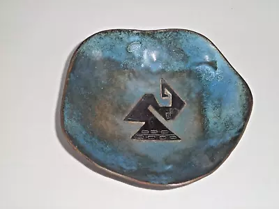 Vintage Abstract Modern COPPER ENAMEL Trinket DISH 5  Freeform 1970's • $12.68