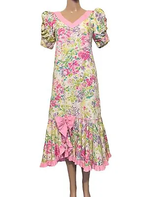 VTG 80’s Liberty House Princess Kaiulani XS 0 2 Dress Puff Sleeves Cottagecore • £40.54