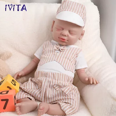 IVITA 19'' Handmade Sleeping Baby Boy Lifelike Silicone Reborn Doll Infant • $185