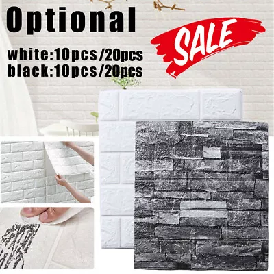 $27.88 • Buy 10/20PCS 3D Self-adhesive Tile Stone Brick Wall Sticker Soft Foam Panels US