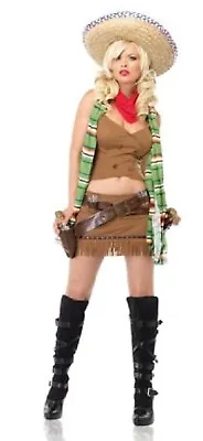 Bandita Mexican Outlaw Western Brown Fancy Dress Up Halloween Sexy Adult Costume • $59.95