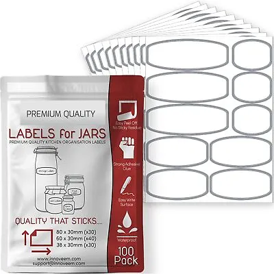 £8.98 • Buy Innoveem Waterproof Labels For Jars - 100 Jar Labels Self Adhesive - Easy Peel 