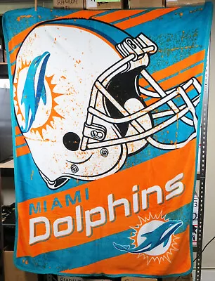 Miami Dolphins 2014 NFL Northwest Royal Plush Raschel Throw  50 X 60 • $24.95
