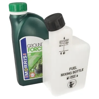 1 Litre Of 2 Stroke Oil & Fuel Petrol Mixing Bottle Ideal For Most Chainsaws • £10.99