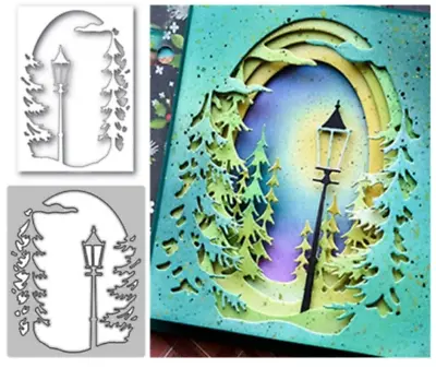 Christmas Tree Street Light Metal Cutting Die Stencil For Paper Card Making • £3.79