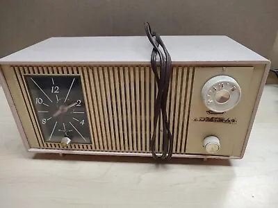 Vintage Admiral Bakelite Plastic Beige Pink Clock Radio For Parts/Repair • $42.99