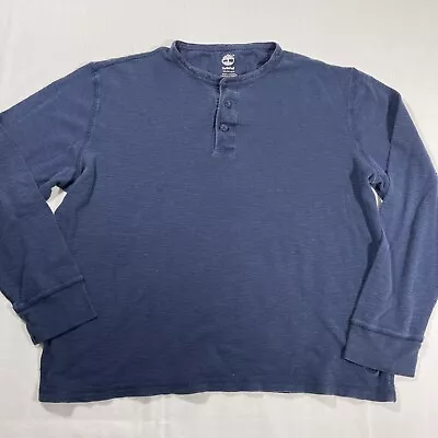 TIMBERLAND Men's Long Sleeved Blue Thermal Shirt Size 2XL/XXL 100% Cotton • $14.99