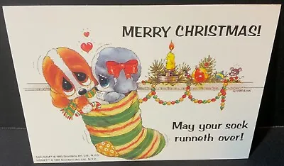 £2.94 • Buy VTG Giordano Christmas Postcard Sad Sam & Honey In Stocking Dogs Mouse UNUSED