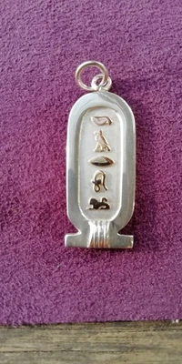 £9.99 • Buy Vintage Egyptian Silver Heiroglyph Ingot Pendant Double Sided