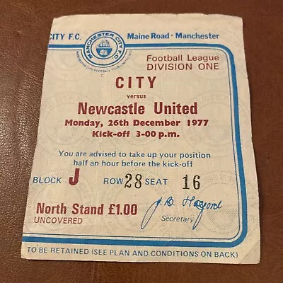 1977/78 Division One Ticket - MANCHESTER CITY V. NEWCASTLE Maine Road • £2