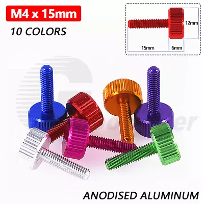 M4 X 15mm Aluminum Flat Knurled Thumb Screw Hand Grip Bolt Anodised 10 Color D12 • $2.29