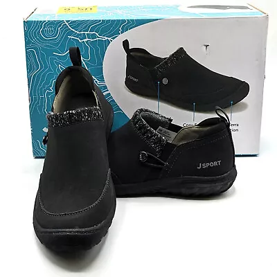 JSport Ladies' Black Alice Slip-On Women's Faux Fur Flats Shoes - New W/ Box • $24.99