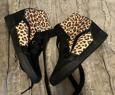 VANS Sk8-Hi Leopard Animal Print Hidden Wedge Sneakers Shoes Women's Size 9.5 • $24.99