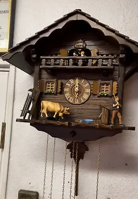 Vintage Cuckoo Clock With Music & Moving Dancers And Cow • $399.99