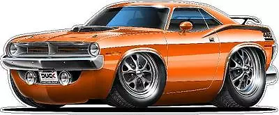 1970 Cuda 440 Muscle Car Cartoon Art Wall Decal Sticker Garage Graphic • $48.99