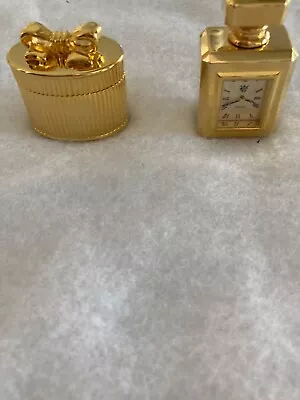 2 Vintage Timex  Waterbury Clock CO.miniature Clocks  Perfume Bottle Bow Box • $16.99