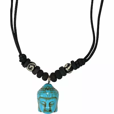 Buddha Pendant Black Cord Necklace Chain Mens Womens Boys Girls Ladies Jewellery • £4.50