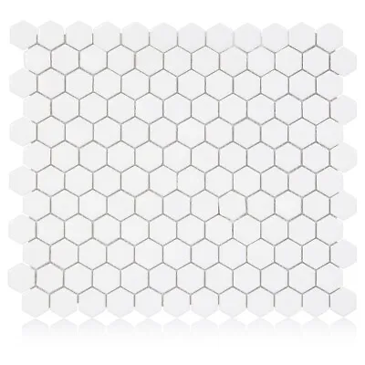 Industry Tile Hexagon White 1-Inch Satin Mosaic Tile - 20 Pcs Per Case • $8.95