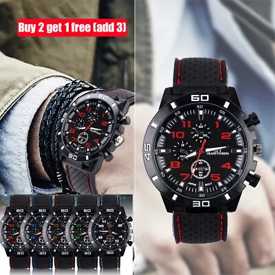 Mens Sports Watches Wrist Watch Gents Quartz Digital Fashion Gift Black • £3.76