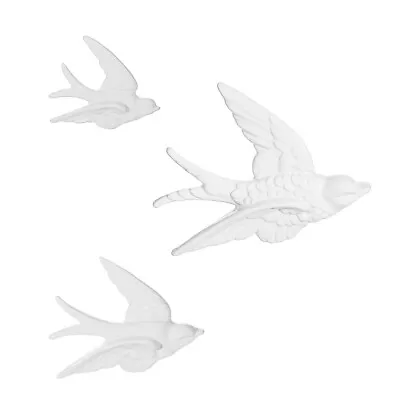 Sass&Belle 3 White Ceramic Flying Swallow Bird Wall Decoration Home Art Duck New • £14.99