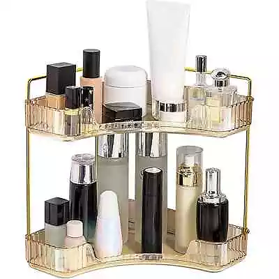 Makeup Organizer Perfume Cosmetic Storage With 2 Layers Gold • £14.99