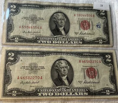 2-1953-AH Red Seal $2 Dollar Bills “EF” Condition Fantastic Find Free Shipping • $34.95
